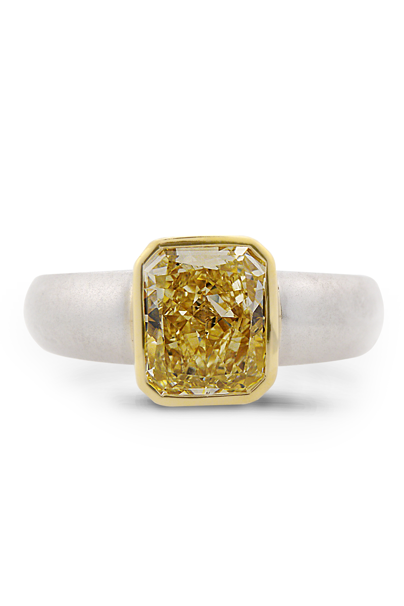 Oster Collection Platinum & 18KYG Radiant Cut Yellow Diamond Ring