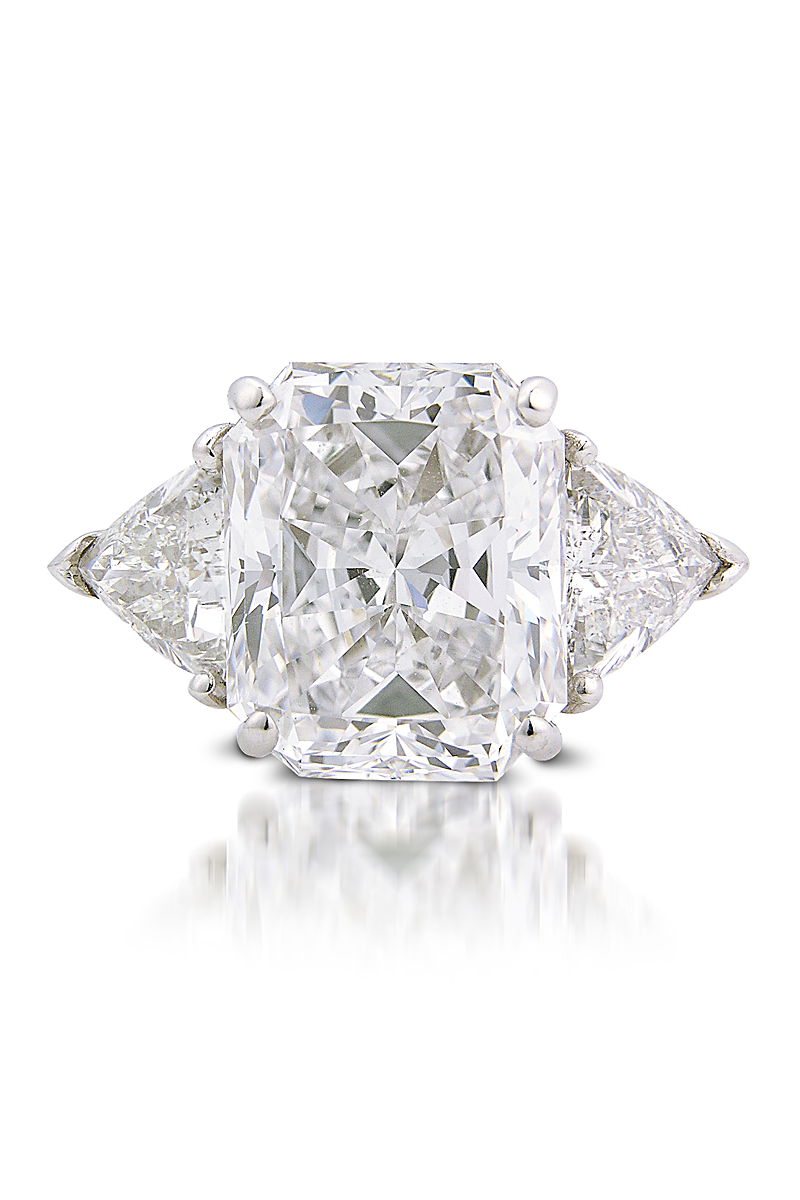Oster Collection Platinum Trinity Trillion & Radiant Cut Diamond Ring