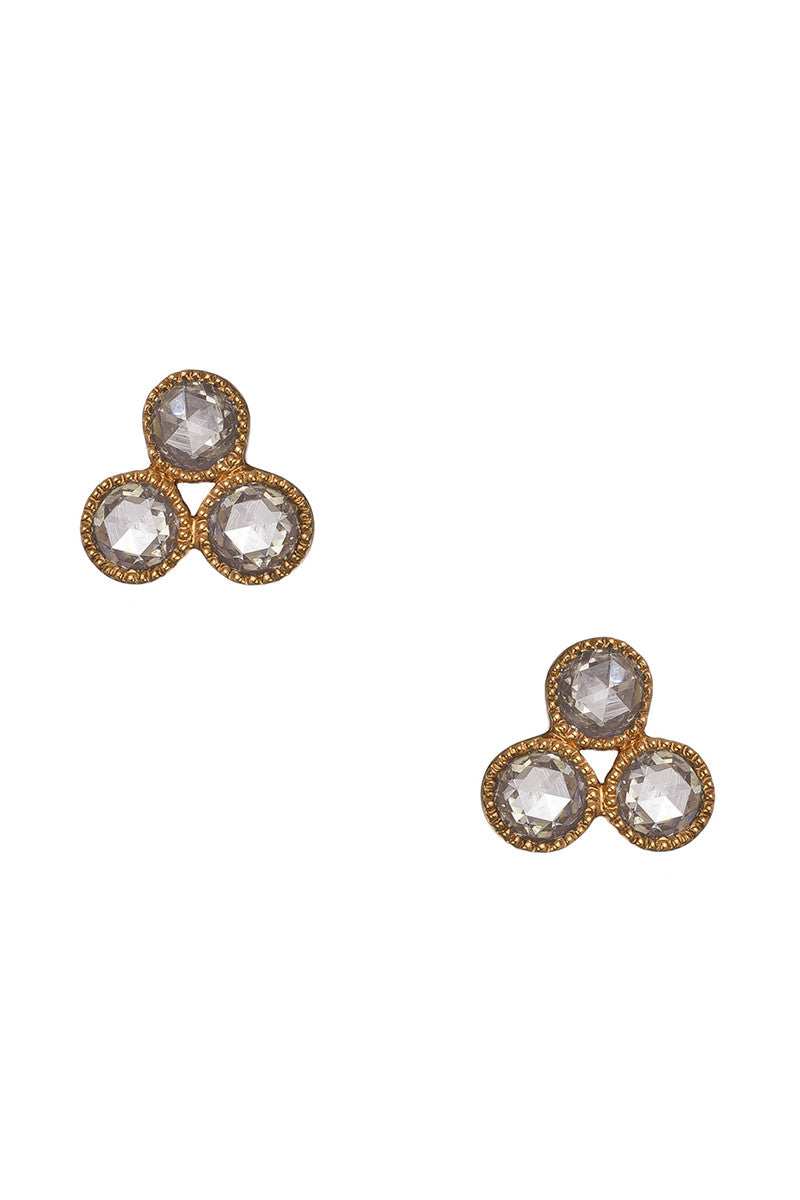 Sethi Couture Grace 18KRG Triple Cluster Diamond Stud Earrings | Ref. 2586ER | OsterJewelers.com