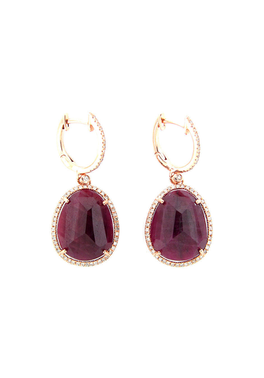 Dilamani 14KRG Diamond & Ruby Dangle Earrings | OsterJewelers.com