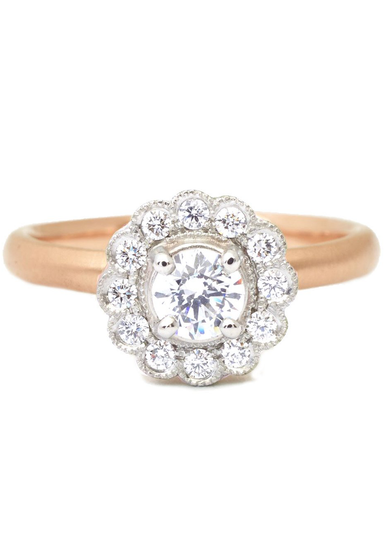 Anne Sportun Ava 14KRG Scalloped Round Halo Diamond Ring | Ref. R670GD13 | OsterJewelers.com