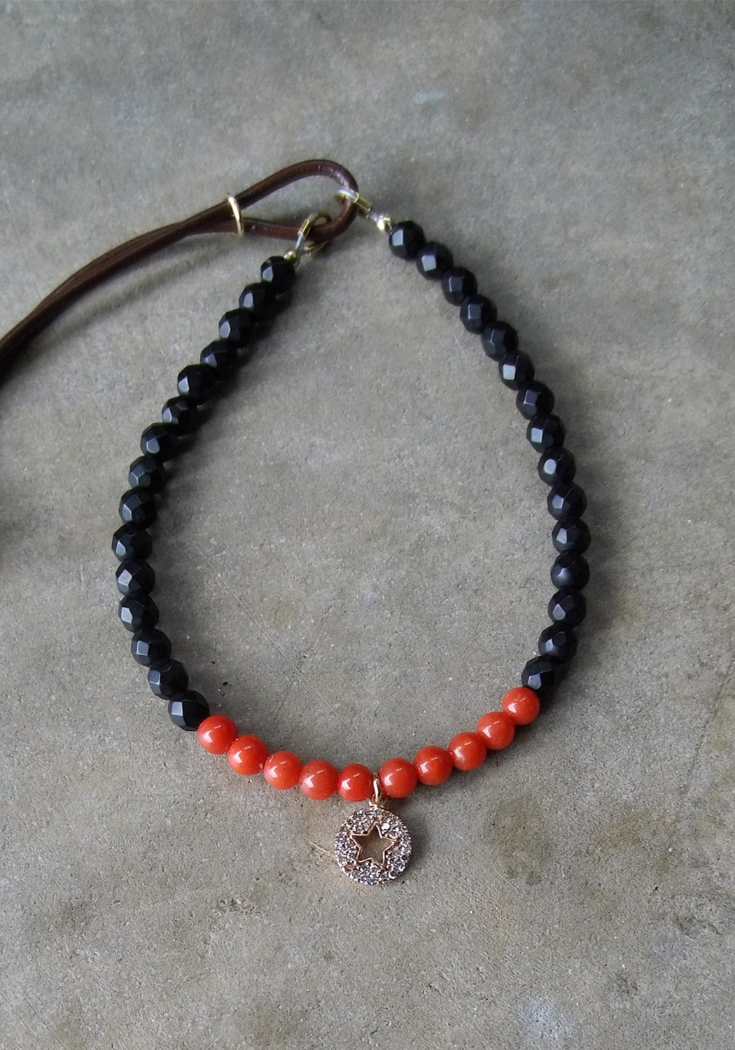 Catherine Michiels Coral & Onyx Bead Diamond Star Bracelet | OsterJewelers.com