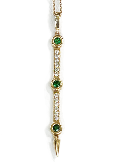 Irthly Diamond & Green Tsavorite Bar Pendant Necklace | OsterJeweleras.com