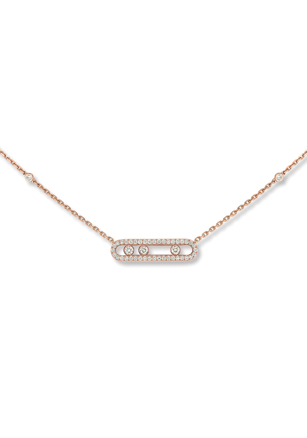 Messika Baby Move Pave Diamond Rose Gold Necklace | Ref. 04322-PG | OsterJewelers.com