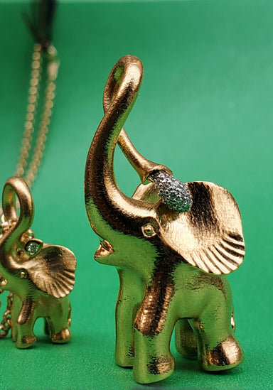 OLC Large Golden Elephant Charm , diamond spout. Ole Lynggaard 18KYG Circus Diamond Elephant Charm | 40mm | Ref. A2880-401 