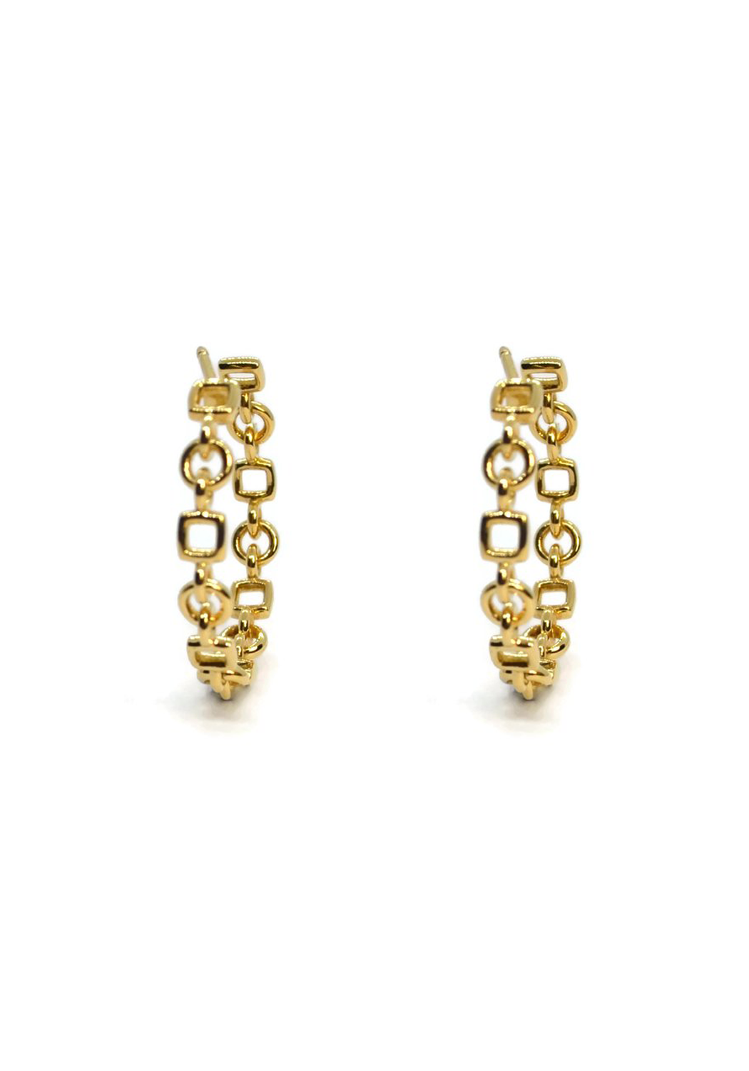 A & Furst Gaia 18KYG Round & Square Chain Link Hoop Earrings | OsterJewelers.com