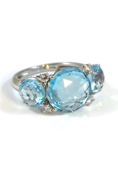 A & Furst Lilies 18K White Gold Blue Topaz Trilogy Ring | OsterJewelers.com