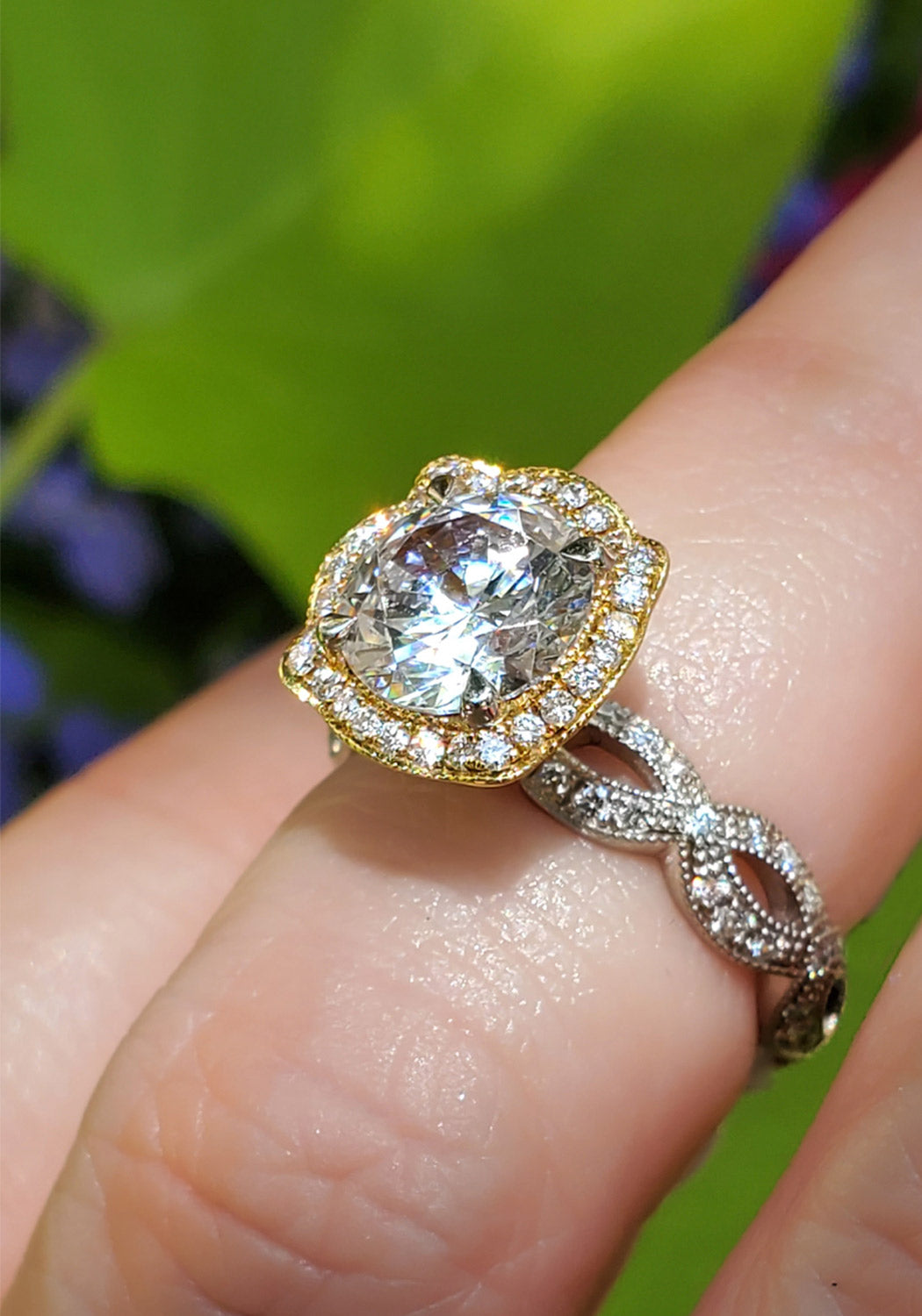 Two Tone Diamond Semi Mount Engagement Ring