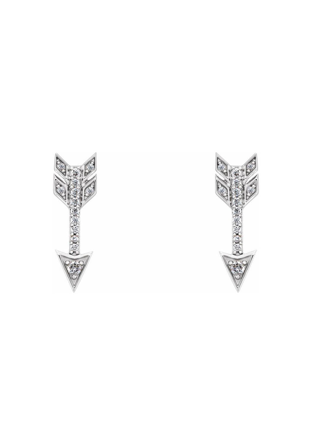 14K White Gold Diamond Arrow Stud Earrings | OsterJewelers.com