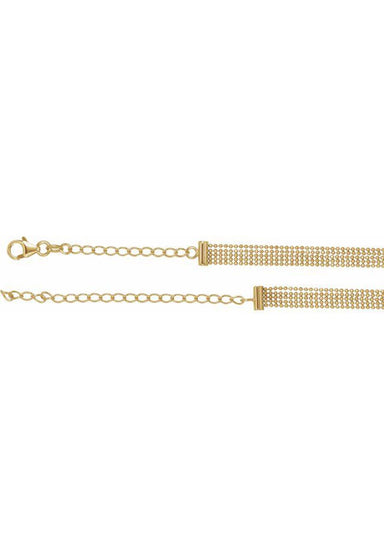 14KYG 5-Strand Solid Bead Chain 13-16" Choker | OsterJewelers.com