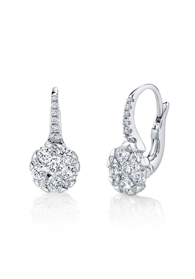 Parade Design 18KWG Diamond Cluster Drop Earrings | OsterJewelers.com