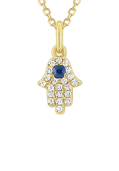 KC Designs Diamond & Sapphire Mini Hamsa Necklace