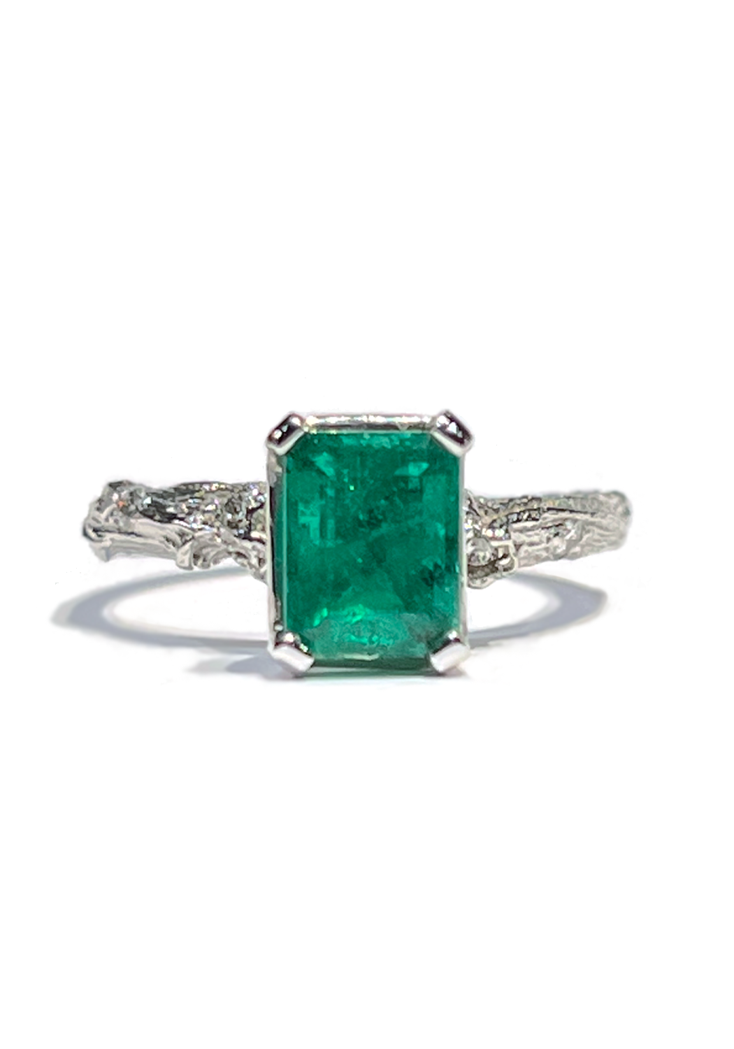K. Brunini 18K White Gold Diamond & Emerald Twig Ring | OsterJewelers.com