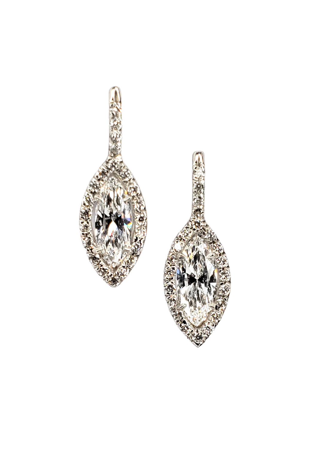 Oster Collection 18K White Gold Marquise Diamond Drop Earrings | OsterJewelers.com