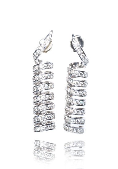 Alex Soldier 18K White Gold Diamond Spiral Earrings | OsterJewelers.com