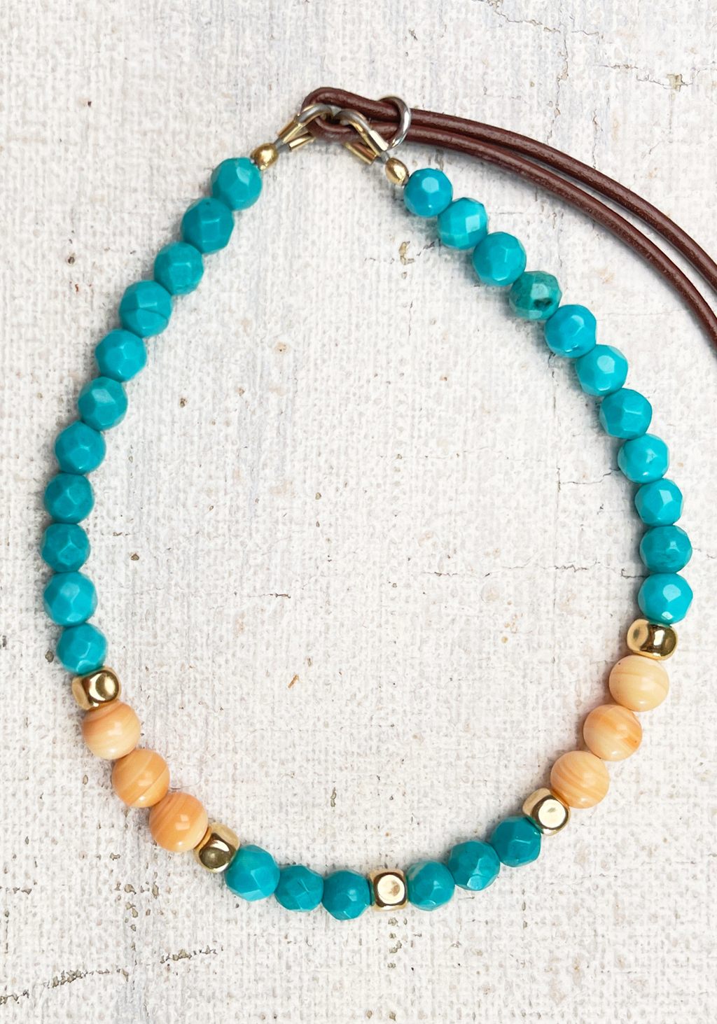 2-Strand Jewelry Connector-Separator with Turquoise Center-F