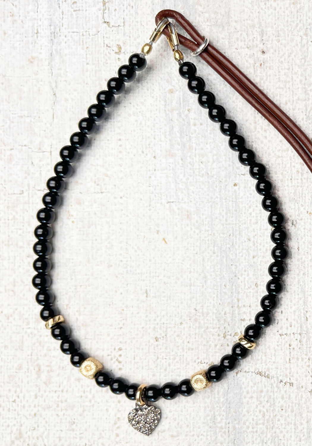 Catherine Michiels Cuore Diamond Heart Black Agate Bead Bracelet | OsterJewelers.com