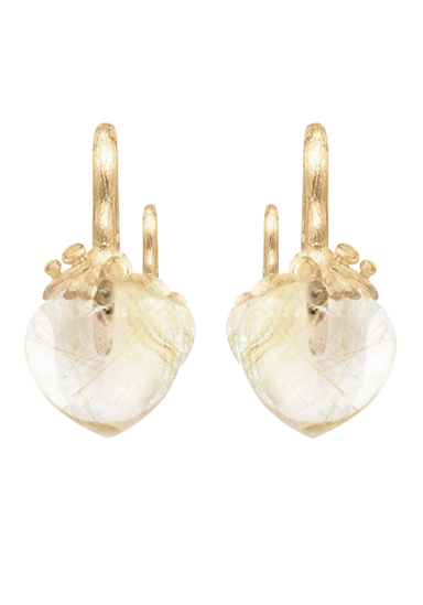 Ole Lynggaard Dew Drop Filigree 18KYG Rutile Quartz Earrings | Ref. A2723-406 | OsterJewelers.com