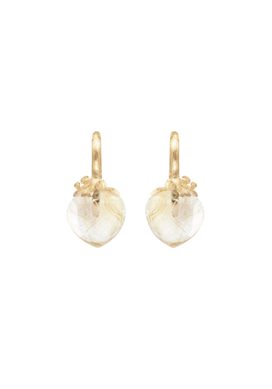 Ole Lynggaard Dew Drop Filigree 18KYG Rutile Quartz Earrings | Ref. A2723-406 | OsterJewelers.com