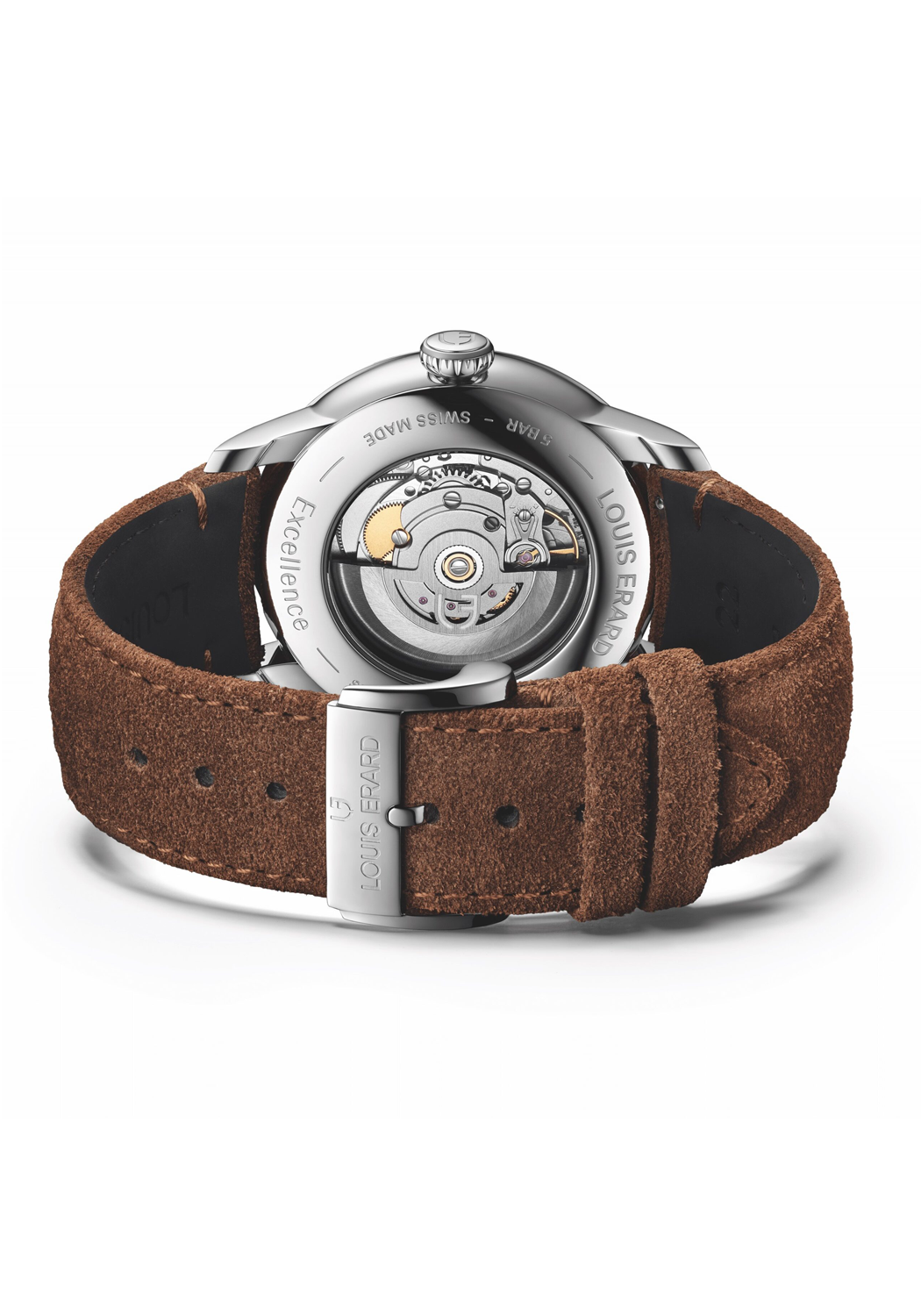 Louis Erard Men's 'Excellence' Silver Dial Brown Leather Strap Automatic Watch 85237AA21.BVA31-Louis Erard Watches.