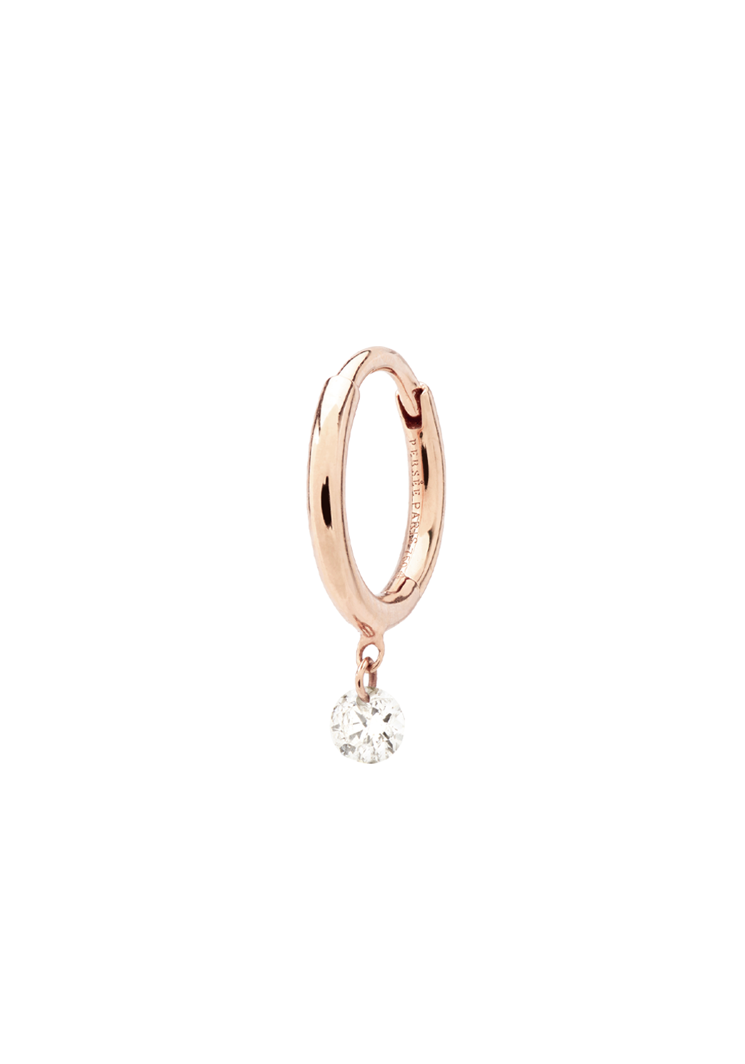 Persée Paris 18K Rose Gold Solitaire Diamond Hoop Earring | OsterJewelers.com