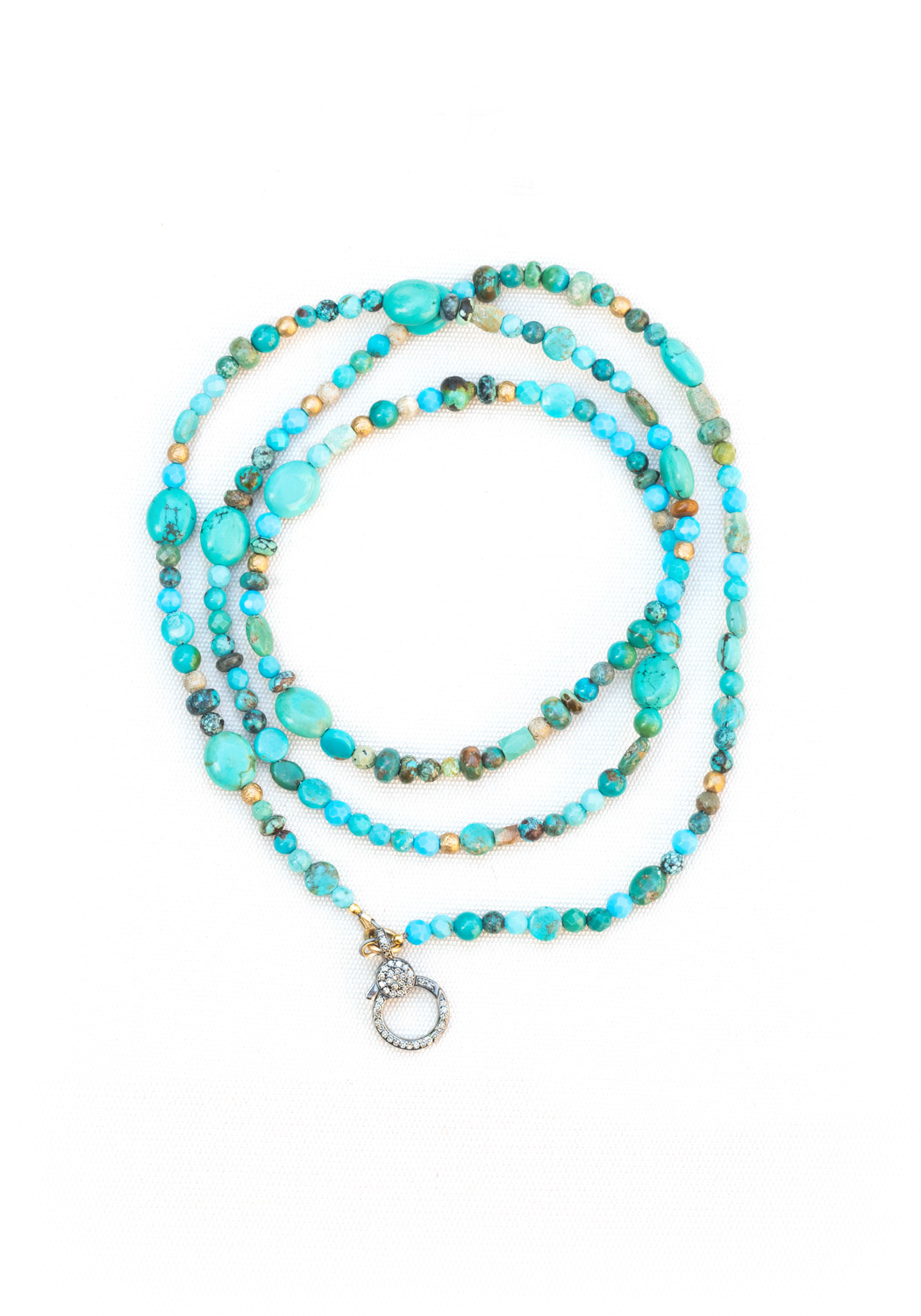 Catherine Michiels Pili Turquoise Bead Necklace with Diamond Clasp | OsterJewelers.com