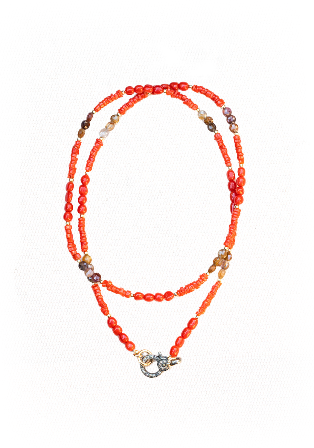 Catherine Michiels Coral Heishi Red Tourmaline Bead Necklace | OsterJewelers.com