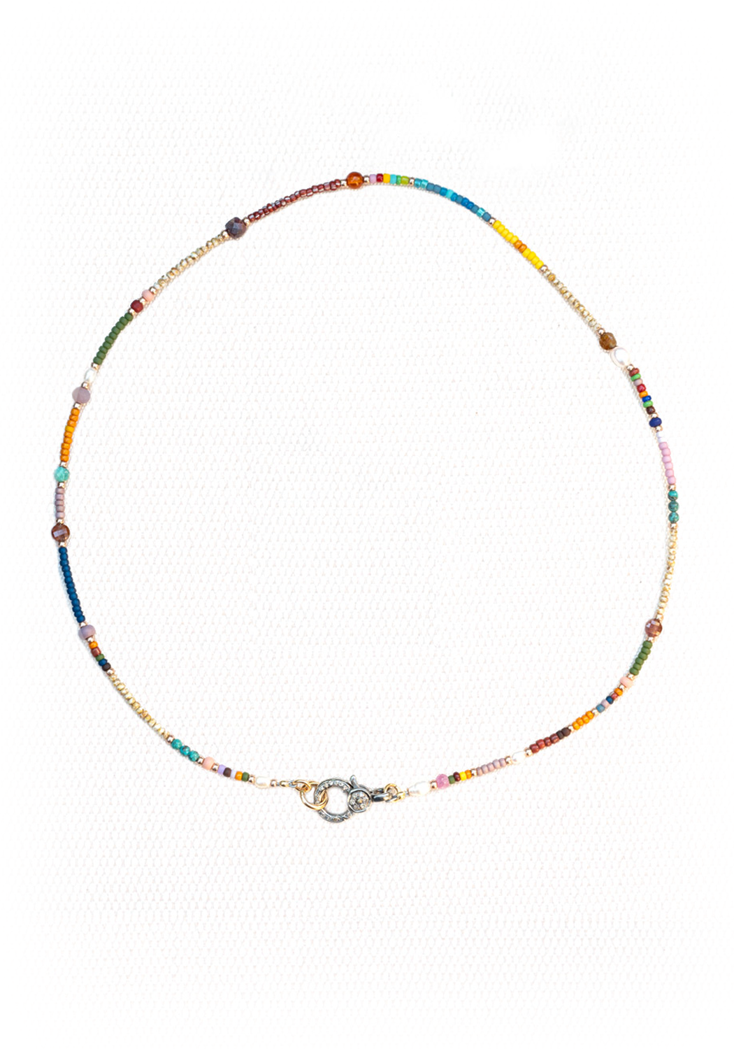 Catherine Michiels Silver Ruby Pearl Japanese Seed Bead Necklace | OsterJewelers.com