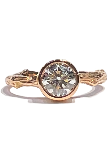 K. Brunini 18K Rose Gold Round Solitaire Diamond Twig Ring | OsterJewelers.com
