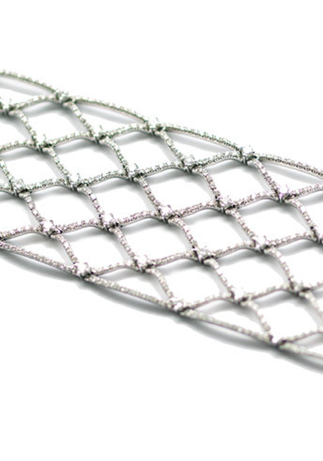 diamond fish nets Stefan Hafner 18K White Gold Diamond Fishnet Bracelet - 8.41 Carats - 7in Length, 1.5in Width - Women's luxury jewelry