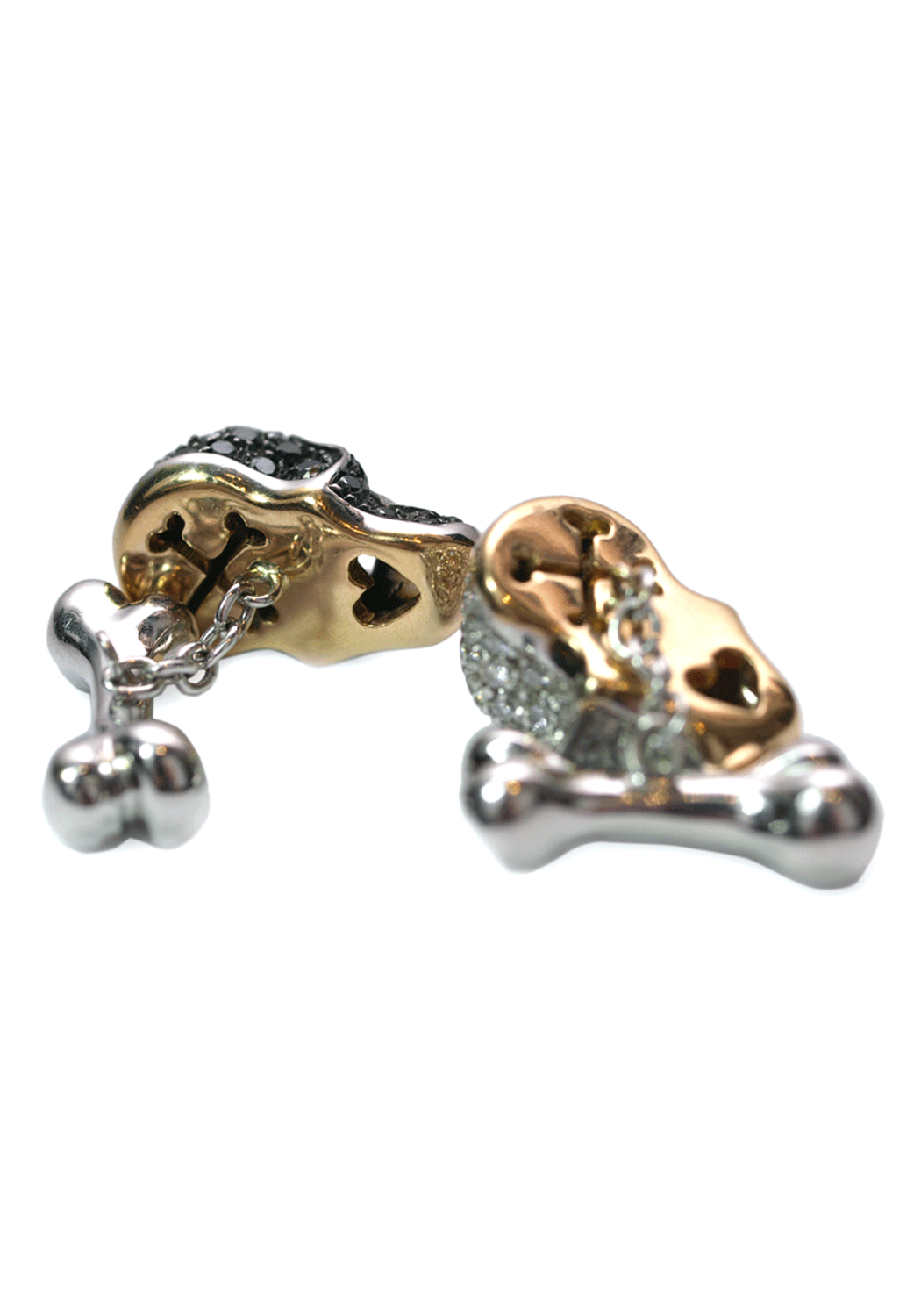 Adolfo Courrier B&W Diamond Skull Crossbones Cufflinks