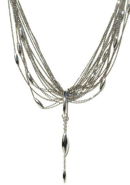 Calgaro White Gold Vibration Spear Bead Necklace | OsterJewelers.com