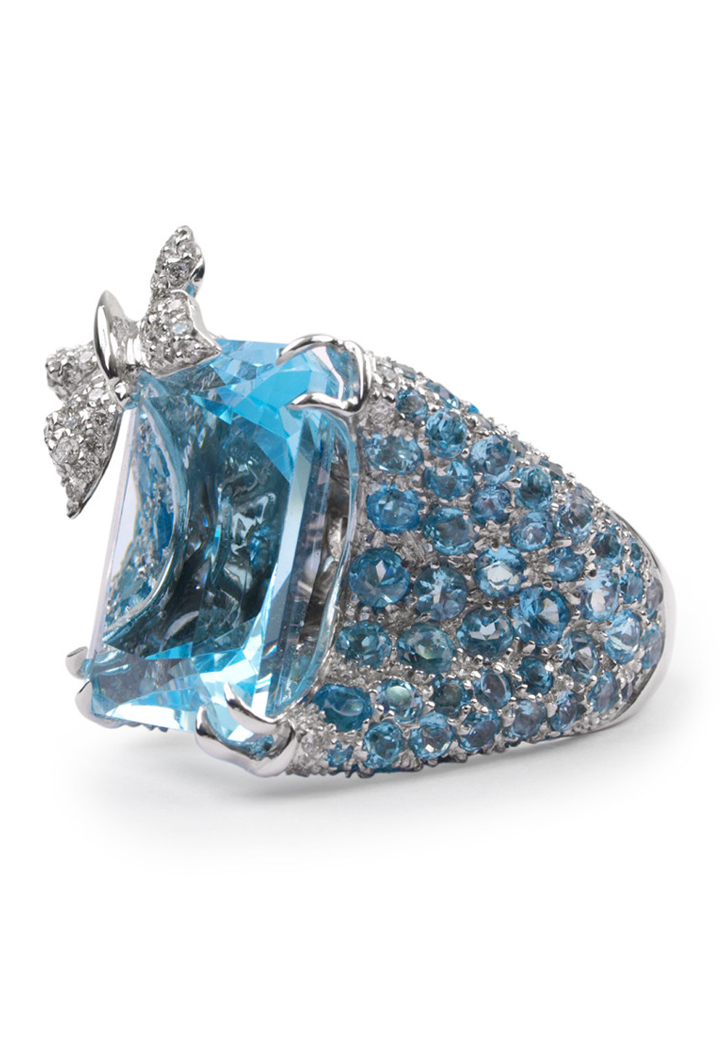 Adolfo Courrier 18KWG Diamond & Blue Topaz Butterfly Ring | OsterJewelers.com