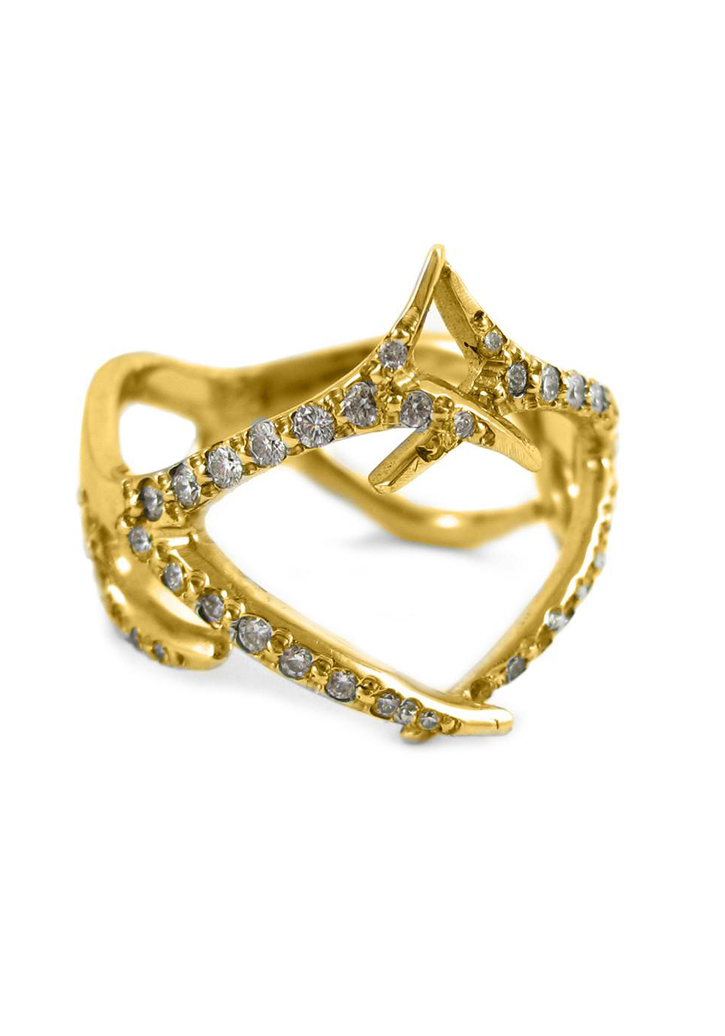 K. Brunini 18K Yellow Gold Diamond Double Antler Ring | OsterJewelers.com