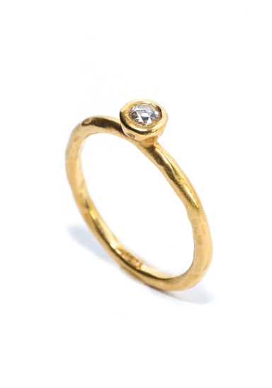 Arunashi Hammered 18KYG Petite Rose Cut Diamond Ring | OsterJewelers.com