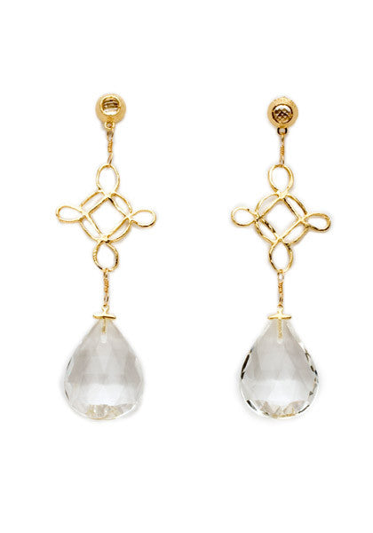 Dominique Cohen White Topaz & 18kyg Bella Cross Dangle Earrings | Oster Jewelers