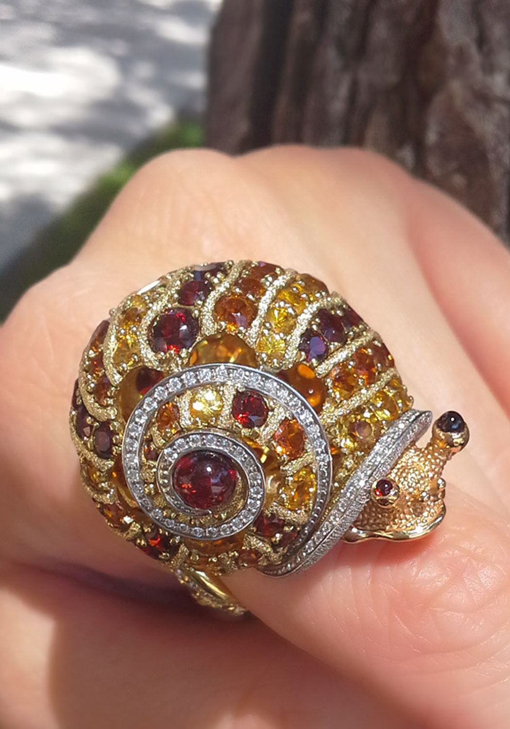 Alex Soldier Yellow Sapphire & Brown Diamond Snail Ring | OsterJewelers.com