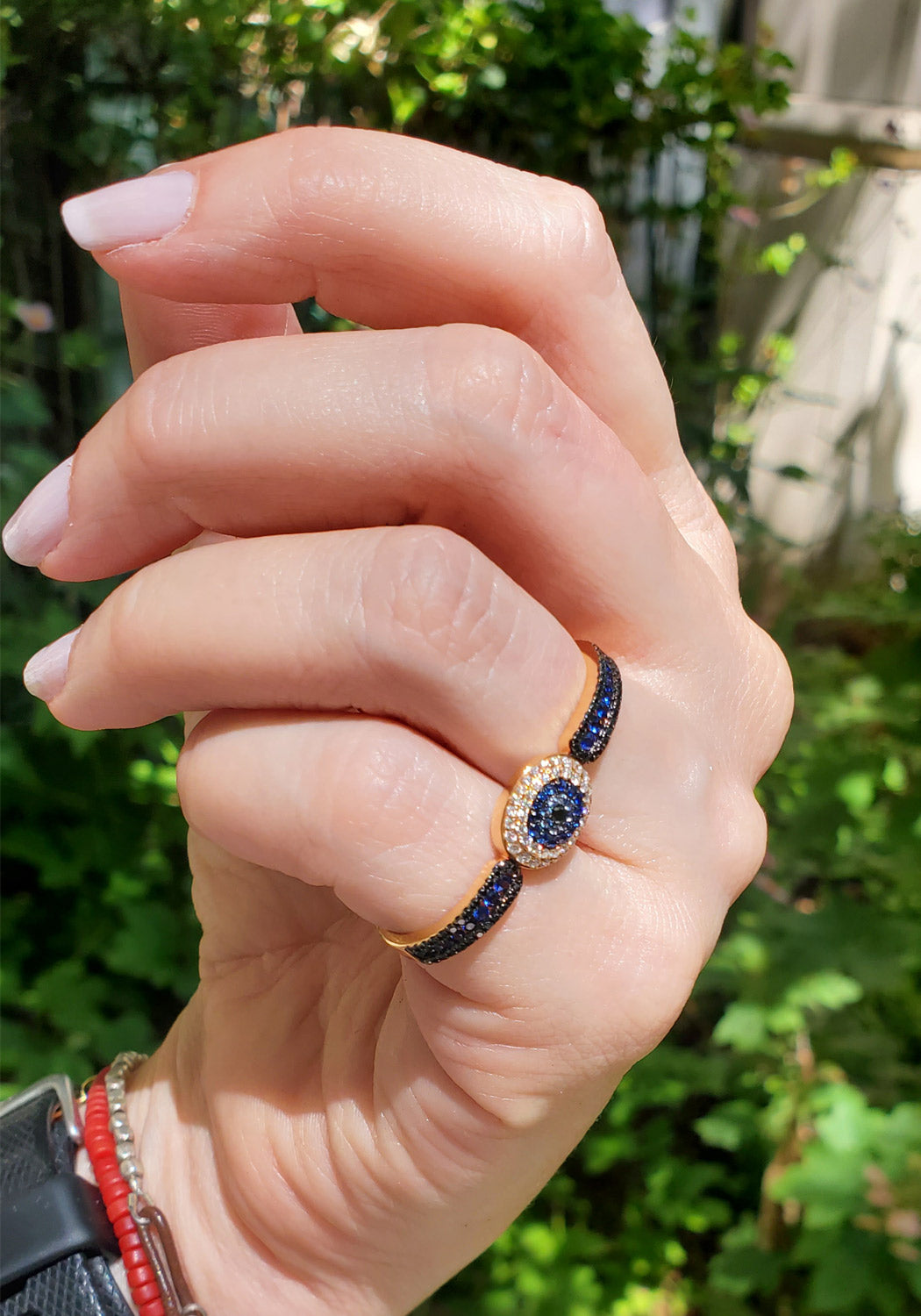 Anatol 18KRG Diamond & Sapphire Evil Eye Double Ring | OsterJewelers.com
