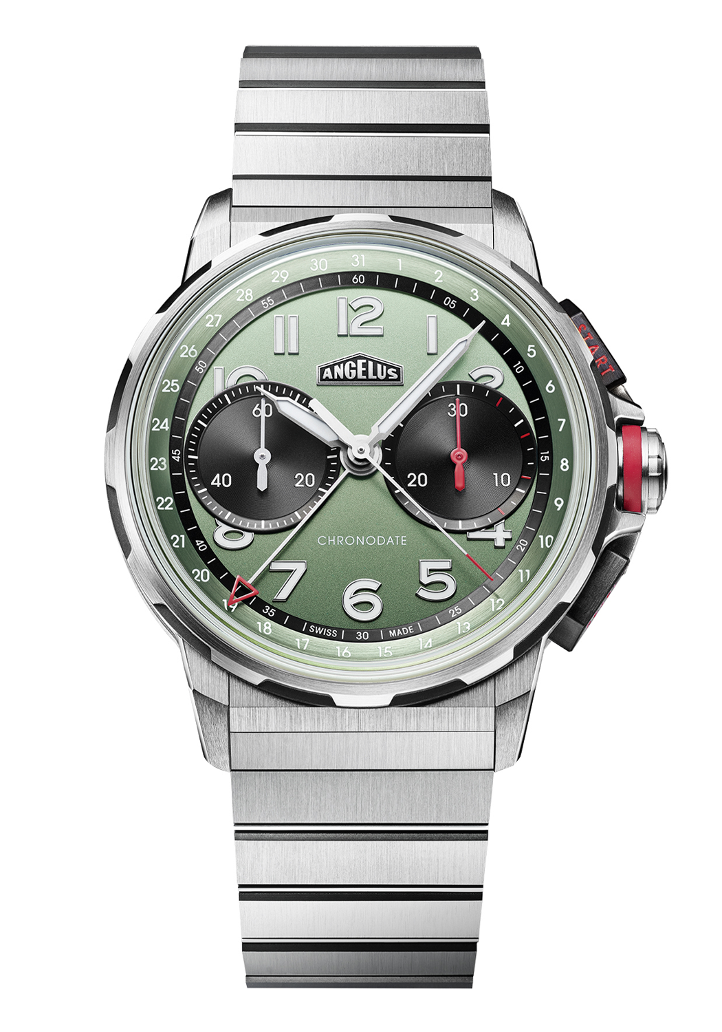 Angelus Chronodate Titanium Green Bracelet | Ref. 0CDZF.F01A.M009T | OsterJewelers.com