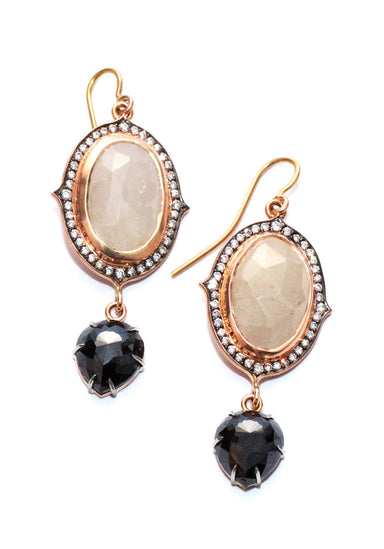 Sylva & Cie 14krg Gray Sapphire Black diamond & White Diamond Dangles | Oster Jewelers