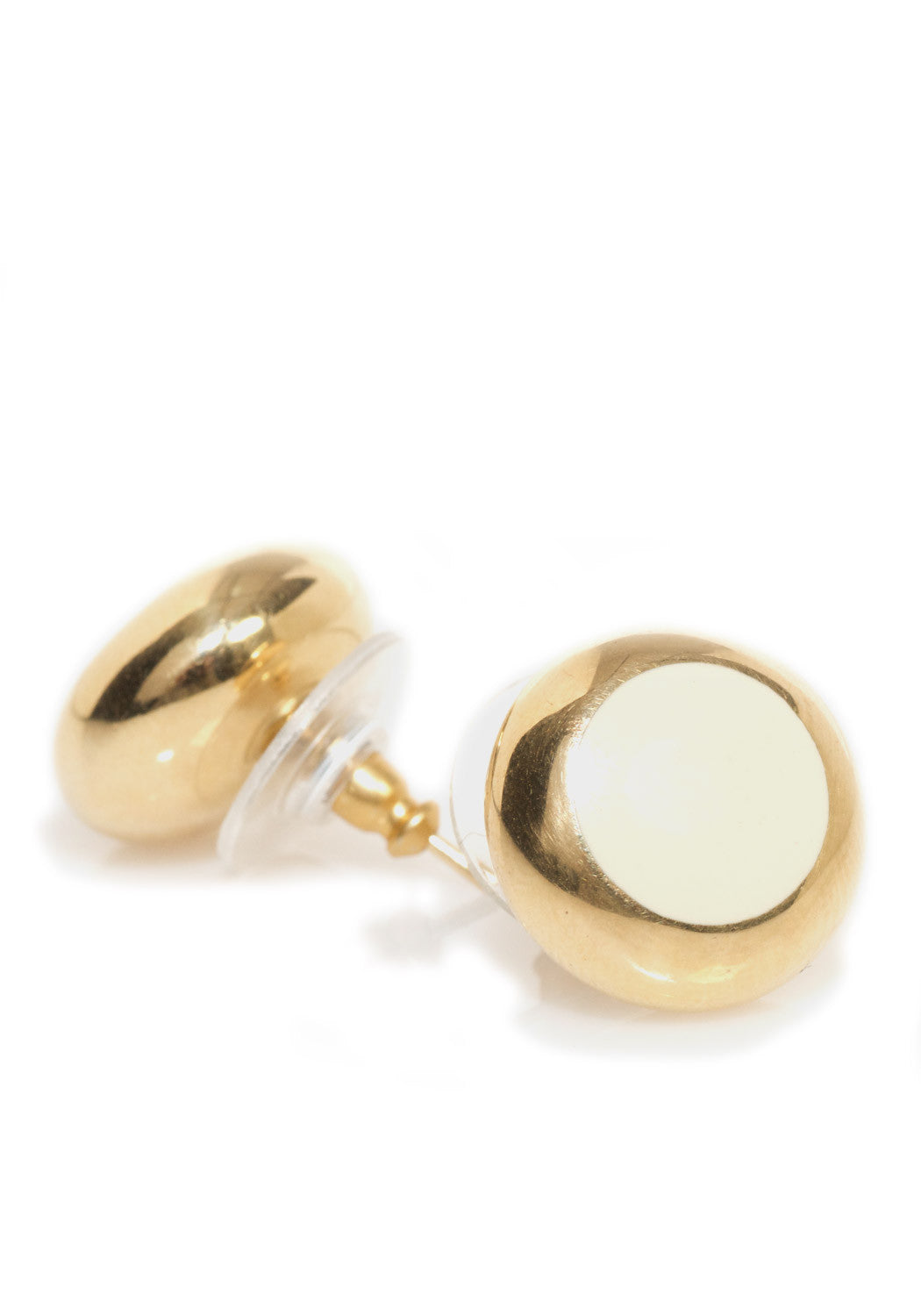 K di Kuore 18K Yellow Gold White Enamel Button Stud Earrings | OsterJewelers.com
