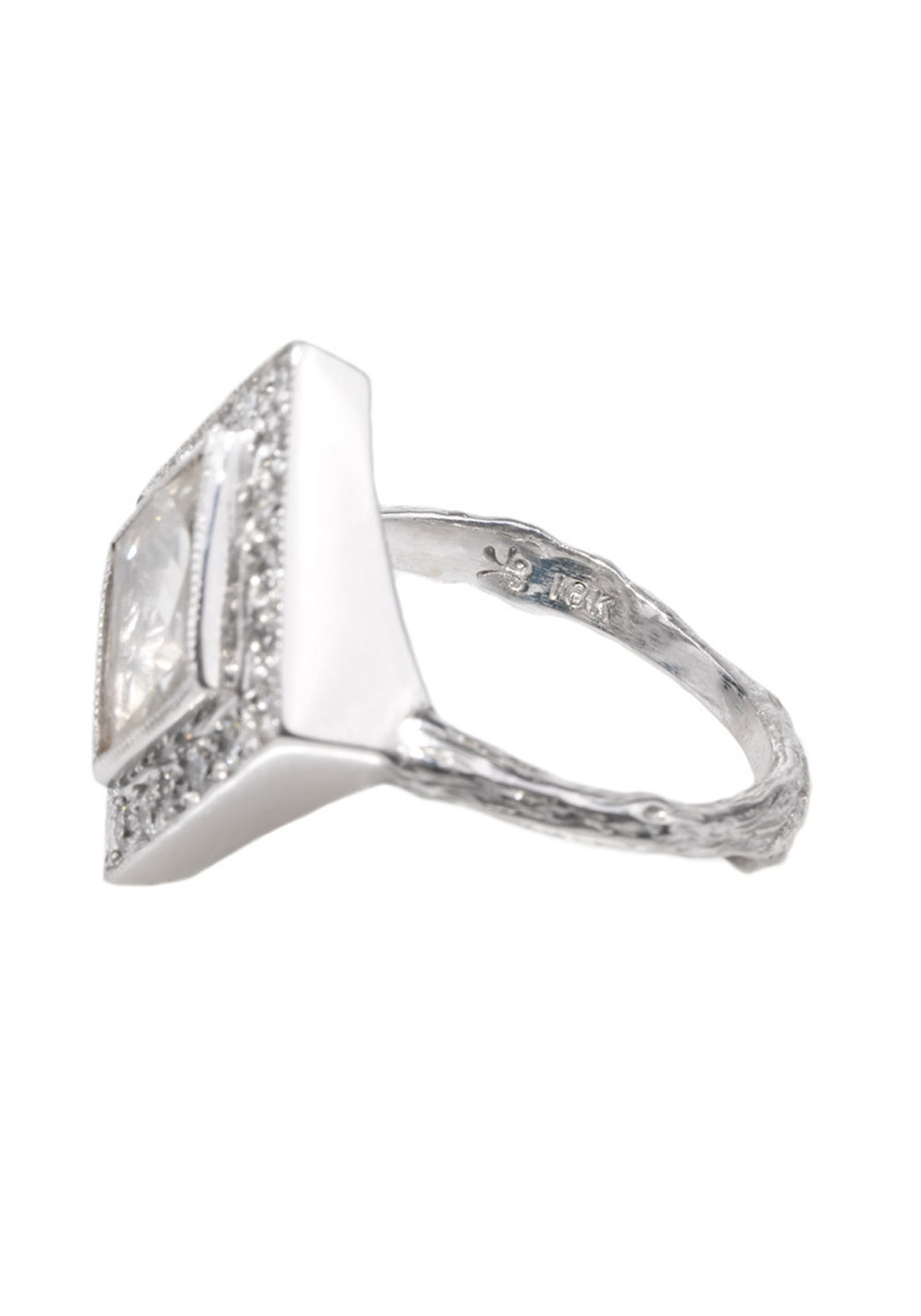 K. Brunini Sage 18KWG Rose Cut Kite Diamond Twig Ring | OsterJewelers.com