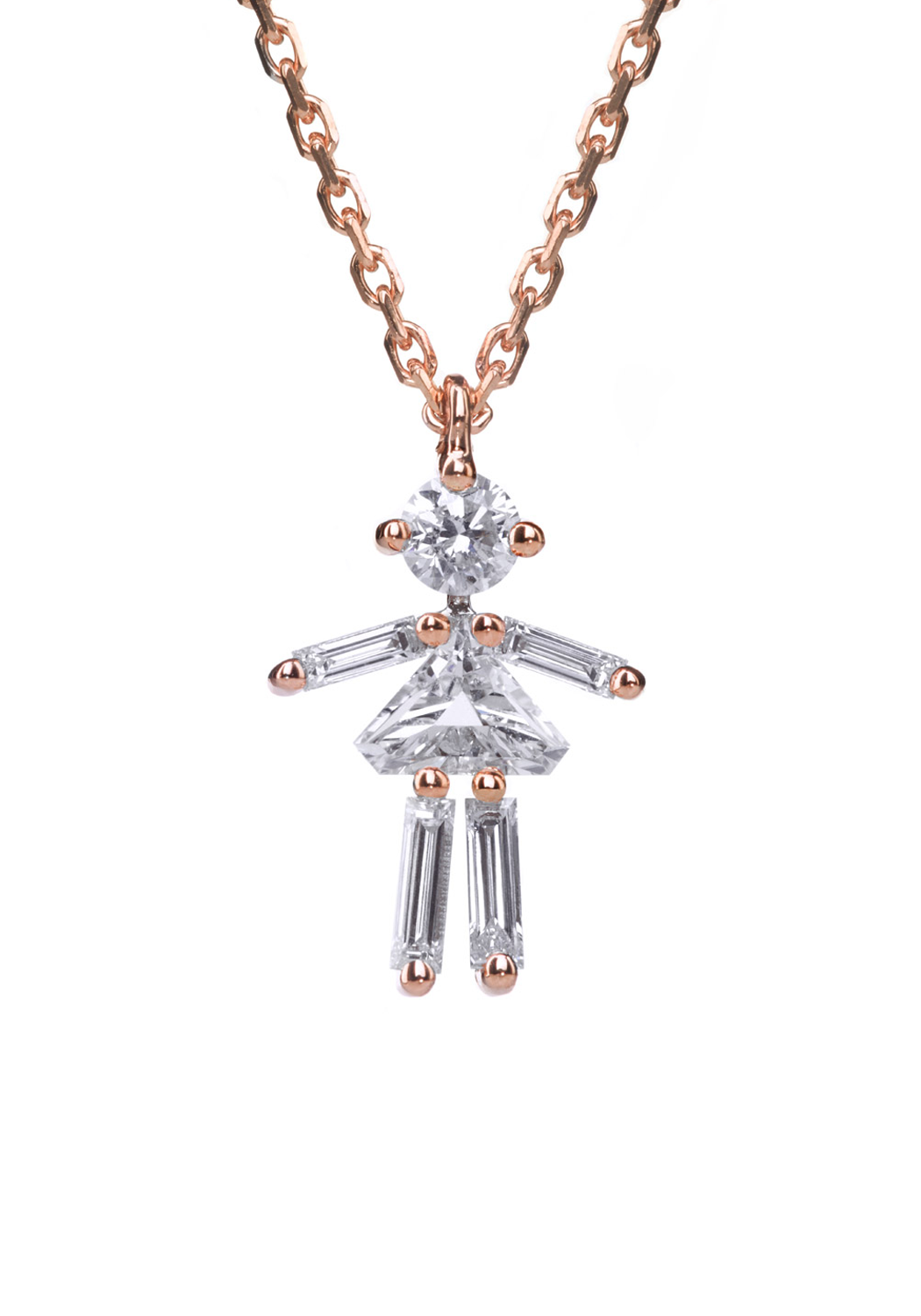 Little Ones 18K Pink Gold Diamond Girl Pendant Necklace | OsterJewelers.com