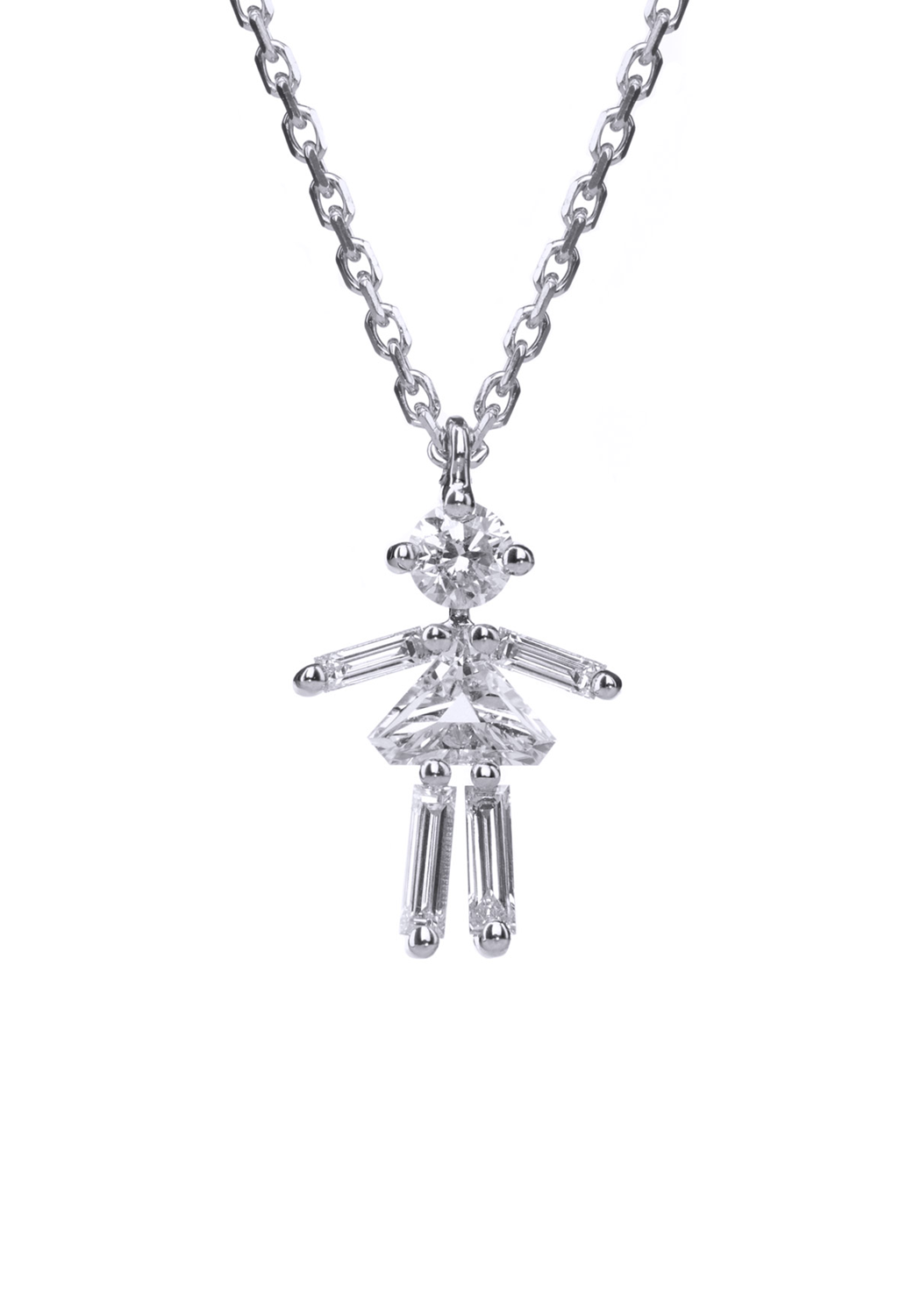 Little Ones 18K White Gold Diamond Girl Pendant Necklace | OsterJewelers.com