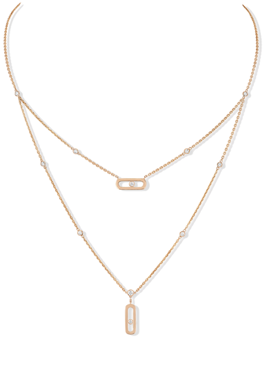 Messika Move Uno 2 Rows 18KRG Diamond Necklace | Ref. 08852-RG | OsterJewelers.com
