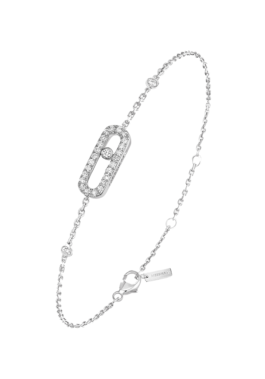 Messika My Move Uno 18K White Gold Pave Diamond Bracelet 04706-WG