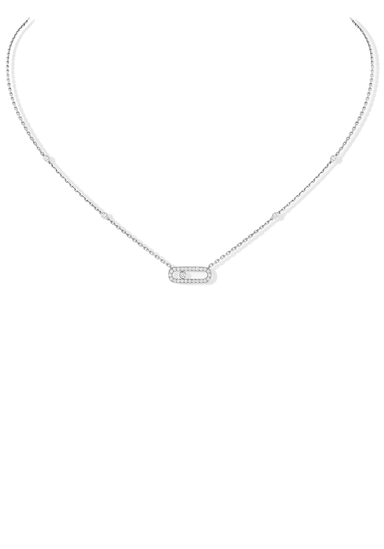 Messika Move Uno Pavé 18KWG Diamond Necklace | Ref. 04708-WG | OsterJewelers.com