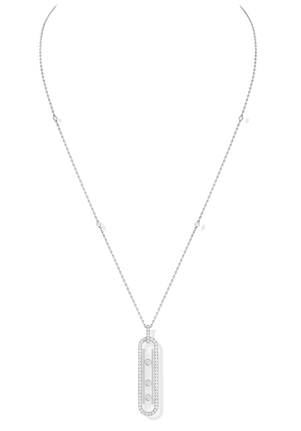 Messika Move 10th PM 18KWG Pavé Diamond Necklace | Ref. 10032-WG | OsterJewelers.com