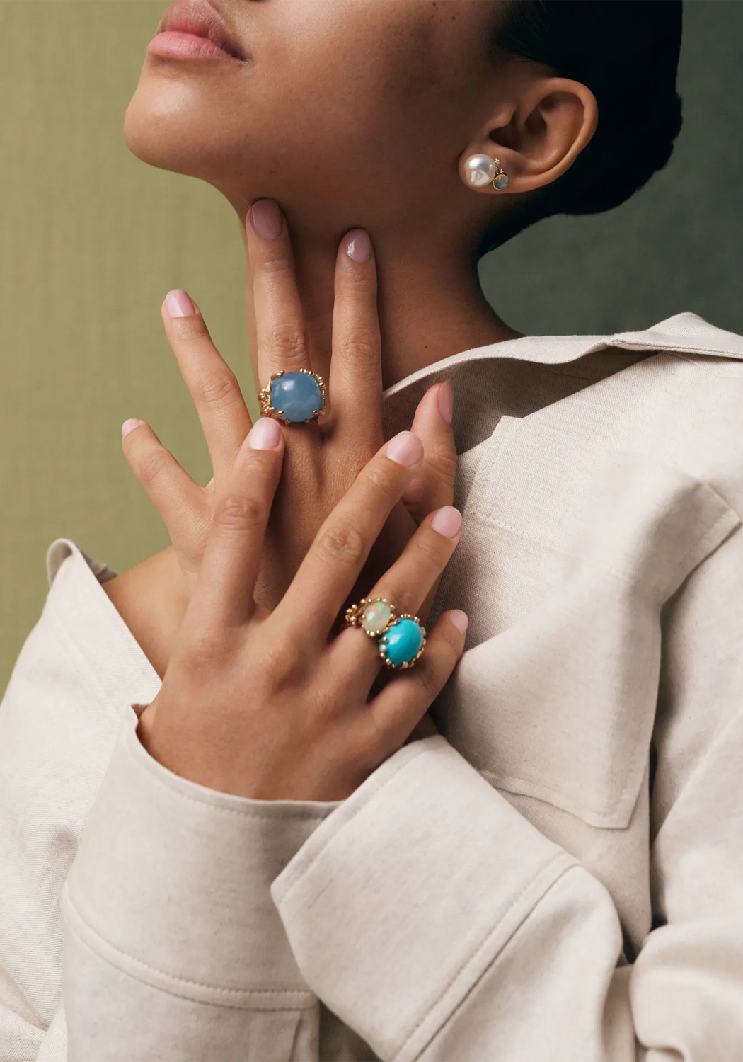 Ole Lynggaard Boho 18KYG Large Aquamarine Ring A2924 407