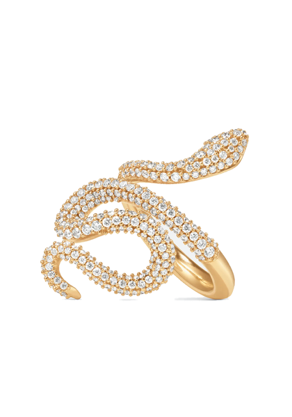 Ole Lynggaard Snakes 18KYG Pave Diamond Snake Ring A2673-404